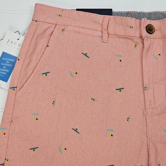 Jachs Men's Pink Surfer Print Stretch Twill Chino Bleecker Shorts Size 33 NWT - Picture 2 of 15